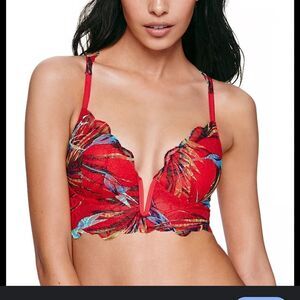 PINK Victoria's Secret Date Bra Red Tropical Push Up L